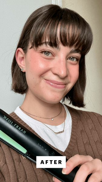 Felbin after using the Harry Josh Cordless Styling Flat Iron